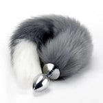 Sexy Fox Tail Cosplay Anal Plug Anal Butt Plug Adult Sex Toys For Women Men Couple Stainless Steel Anal Plug (18" Gray)