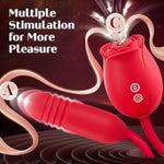 Adult Sex Toys For Women - 9 Modes Sucking Rose Toy For Clit Nipple & 9 Thrusting Dildo Vibrator For G Spot Anal Stimulation, Vibrating Couples Sex Toy Clitoral Sucker