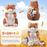5 Pcs Hamster Stuffed Animal Set 4 Inch Hamster Mommy With 4 Cuddly Plush Babies In Belly Christmas Cute Plush Toys Gifts For Kids Birthday Xmas Party Decor