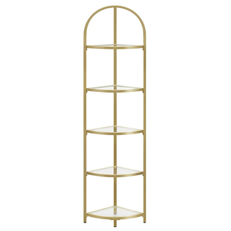 Corner Shelf, 5 Tier Corner Bookshelf, Modern Style, Plant Stand, Steel Frame,