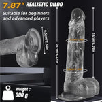 7.8 Inch Transparent Realistic Dildo Female Sex Toy With Strong Suction Cup,Penis Anal Play Vaginal G-Spot Stimulation With Real Veins And Intact Testicles For Male And Female Couples.