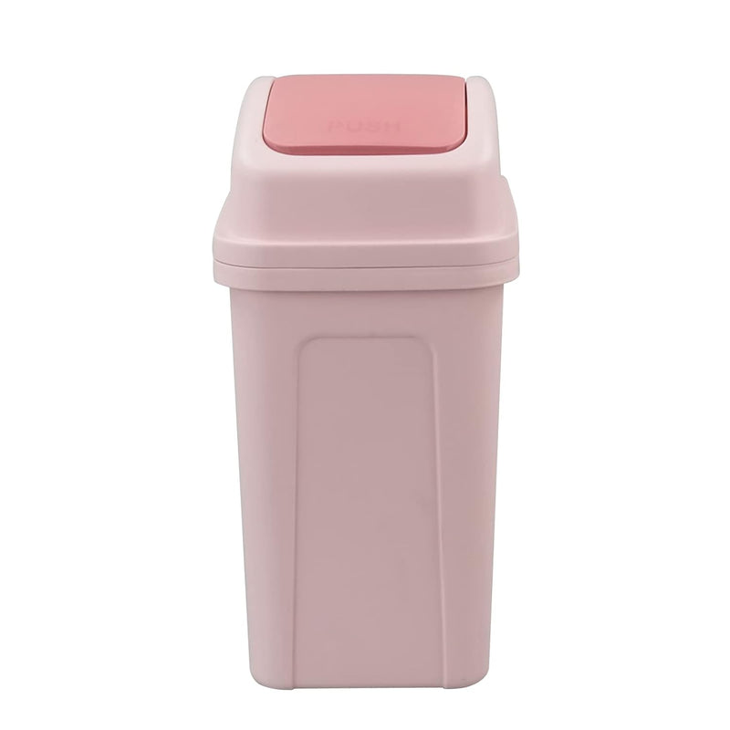 Plastic Swing Lid Trash Can, Garbage Can With Swing-Top Lid, 1-Pack, Pink