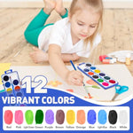 12 Color Watercolor Paint Set for Kids with Brush, Classroom Art Supplies