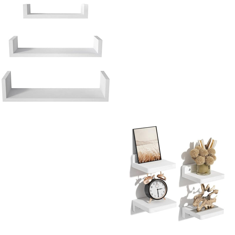 U Shelves Wall Mounted Set Of 3 And Small Floating Shelves Set Of 4
