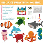 165 Pcs Kids Sewing Kit, Sew Your Own Sea Animal Felt Crafts for Ages 7-12