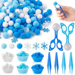 Winter Fine Motor Toys - 270Pcs Christmas Counting Sorting Sensory Bin Filler Set For Kids Winter Counting Toy With Felt Snowflakes Pom Poms Cup Clip For Preschool Education Activities