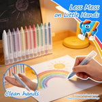 12 Color Dustless Chalk with Twist-Up Holders, Washable & Non-Toxic for Kids