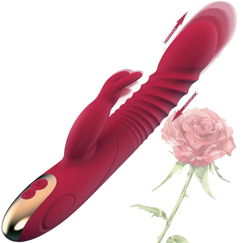Rabbit Vibrator Thrusting Dildo For Women G Spot Sex Toy Clitoral Stimulator Sex Toys Dildos Vibrator With 7 Vibration 8 Thrust Mode Adult Tools For Women