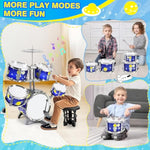 Toddler Drum Set Toys For Boys Ages 3-5 Kids Jazz Drum Kit With Bass Drum, 5 Drums Music Toy For 3 4 5 6 Year Old Boys Girls Gifts