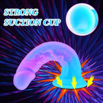 14 * 1.3 Inch Double Ended Fantasy Small Dildo With Suction Cup, 2 * 7 Inch Silicone Realistic Double Sided Head Dildos For Beginners, Thin Slim G-Spot Anal Dildo Pink Blue Adult Sex Toy For Women Men