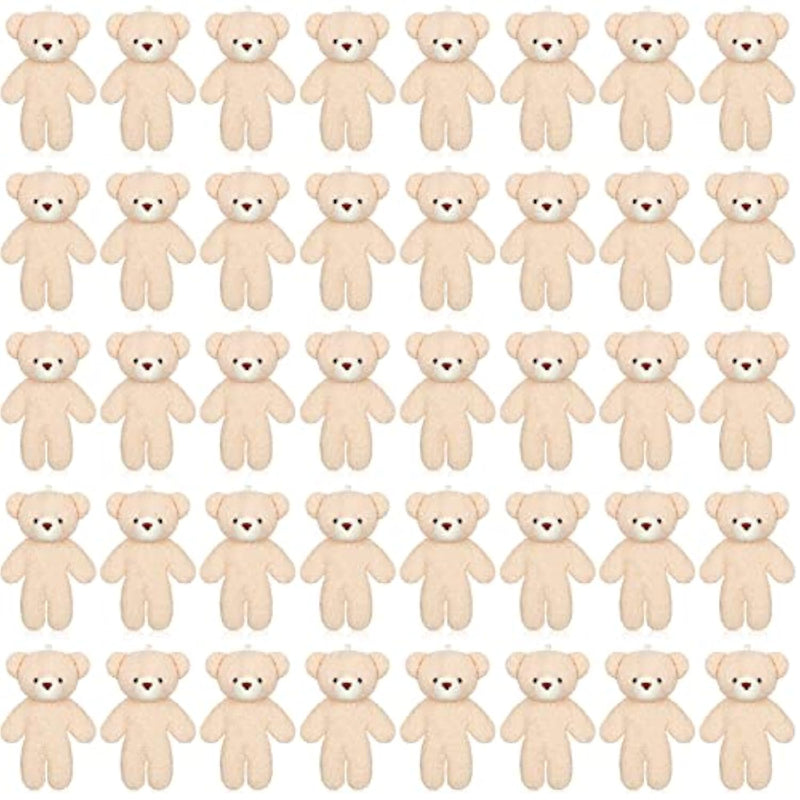 40 Pcs Christmas Mini Bear Toy 4.7 Inch Stuffed Tiny Bear Gifts Soft Keychain Mini Stuffed Animal Small Plush Jointed Doll For Kids Adult Diy Keychain Party Favor(Simple Style)