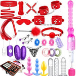 32-Piece Bondage Restraint Set with Silicone Anal Plug and Dildo for Men and Women