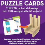 MindWare Keva Brain Builders Deluxe: STEM Building Toy Includes 75 KEVA Planks, 40 Puzzle Cards, 8 Design Cards, 3D Building Skills for Kids - Ages 7+