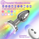 Anal Plug Adult Sex Toys For Women - Rose Vibrator Vibrating Butt Plug 10 Colorful Lights & 10 Powerful Vibration Modes & Remote Control, Metal Vaginal Anal Prostate Massager For Men Couple Pleasure