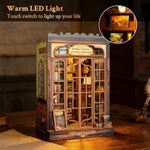 Retro Miniature Bookcase 3D Wood House with LED Light Kit