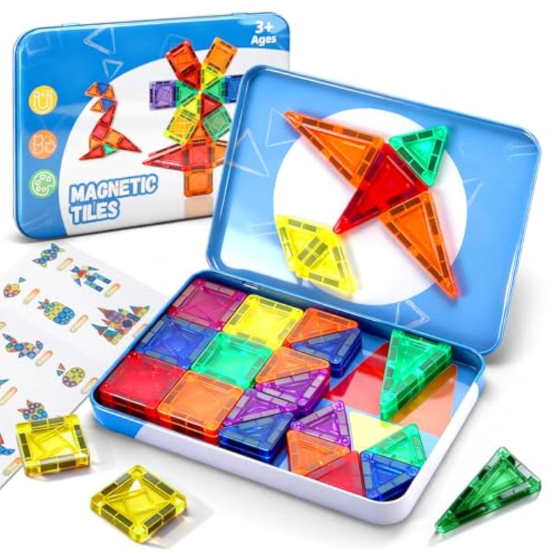 42Pcs Magnetic Travel Toddler Set With Iron Storage Box, Mini Magnetic Blocks Kids Toys, Portable Magnetic Blocks Building Kids Toys For 3-5 Year Olds Boys Girls Birthday Gift