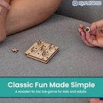Wooden 3D Mechanical Tic Tac Toe Game, 15-Piece Portable Logic Puzzle