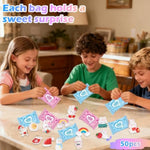 50 Pcs White Cartoon Blind Bags Mystery Mini Resin Figures for Kids Collecting Party Favor Toys