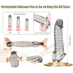 Reusable Penis Sleeve Cock Ring, Unique Barbed Shaped Clear Cock Sleeve Penis Extender Adult Sex Toys For Women And Men, Waterproof Penis Enlarger Male Sex Toys Cock Stimulator For Adult More Pleasure
