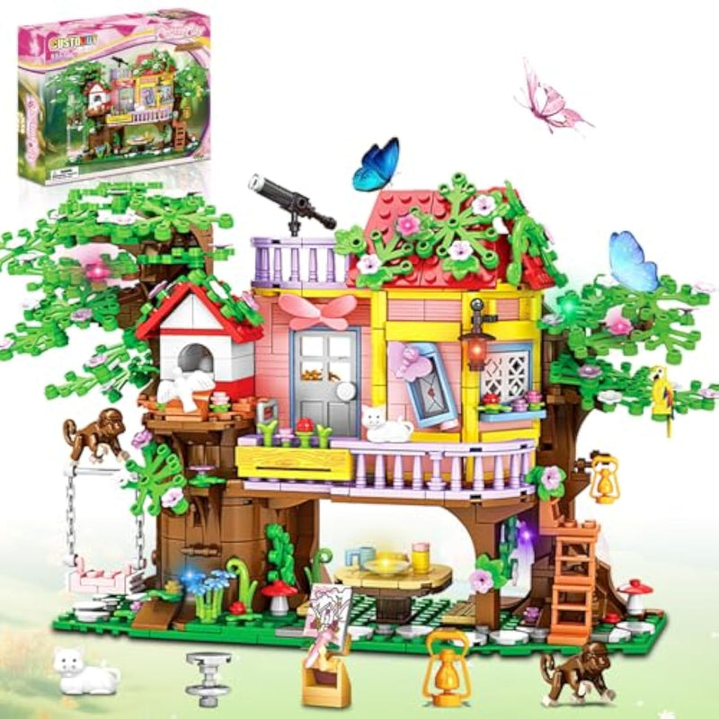 Creative Tree House Building Blocks Set, 840 Pcs Stem Forest Treehouse Toy With Swing And Animals – Birthday Gifts For Boys And Girls Ages 6-12+