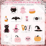 500 Pcs Pink Halloween Foam Stickers, 15 Ghost & Pumpkin Designs for DIY Crafts