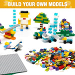 1600 Pieces Building Bricks, Building Bulk Block With 2 Packs 24X24 Studs Sticky Plate And 46Pcs Wheel Accessory - Compatible With All Major Bricks, Gfits For Kid - 18 Shape/16 Colo