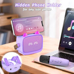 Mini Karaoke Machine Toys Gifts,Kids Portable Mp3 Player With 2 Wireless Microphone And Led,Christmas Birthday Gifts For Girls Boys 3 4 5 6 7 8+ Year Old (Purple)
