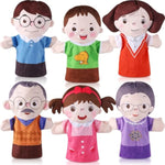 6 Pcs Family Hand Puppets 10 Inch Grandparents, Mom & Dad, Brother & Sister Plush Hand Puppet Toys Role-Play Toy Puppets For Kids Storytelling Imaginative Pretend Play Teaching Preschool(6 Family C)
