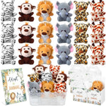 39 Pcs Mini Safari Stuffed Animals Set Adopt An Animal Favors 18 Small Jungle Forest Animal Plush Toys 18 Kraft Paper Boxes Acrylic Sign Plastic Basket For Birthday Supplies Gifts
