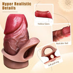 Reusable Penis Sleeve With Cock Ring, 2.56" Diameter Open-Ended Ultra-Soft Silicone Cock Sleeve Penis Enlarger For Couples Men Adult Sex Toy (Flesh)