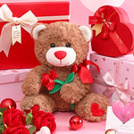 Bear Stuffed Animal Love Plush Toy With Bow For Valentine,Cute 10.6" Soft Plushie Small Toy,Gifts For Girlfriend (Bear)