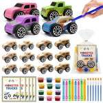 12 PCS Monster Truck Party Favors DIY Wooden Truck Craft Kit for Kids Birthday Party Decorations