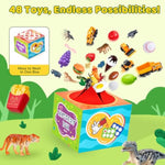 Sorting Toys For Toddlers With Sensory Play Box - Autistic Speech Therapy, 48 Toys Dinosaurs, Animals, Fruit, Vehicles, Balls, Food Learning Play Set, Preschool Educational Learning Gift