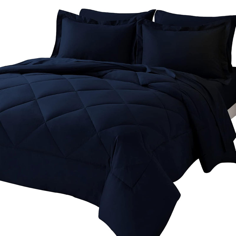 Twin Bed In A Bag Comforter Set With Sheets 5 Pieces For Girls And Boys Navy B