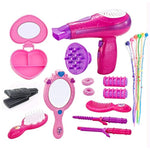 Little Girls Beauty Hair Salon Toy Kit With Toy Hairdryer, Mirror & Other Accessories, Fashion Pretend Makeup Set For Kids