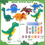 Dinosaur Wooden Painting Kit for Kids Ages 4-8, Includes Paints and Brushes