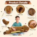 39.4" Capybara Plush Pillow, Cute Capybara Stuffed Animal, Soft Sleeping Capybara Throw Pillow Birthday Christmas Festival Gifts For Kids Adults (Dark Brown)