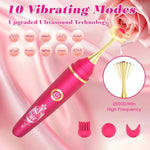 Vibrator Wand Female Adult Sex Toys For Women, 4 In 1 Squirting Vibrator With 10 Modes Pinpoint Clitoral G-Spot Dildo Nipple Stimulator High Frequency Mini Bullet Vibrators 3 Silicone Head