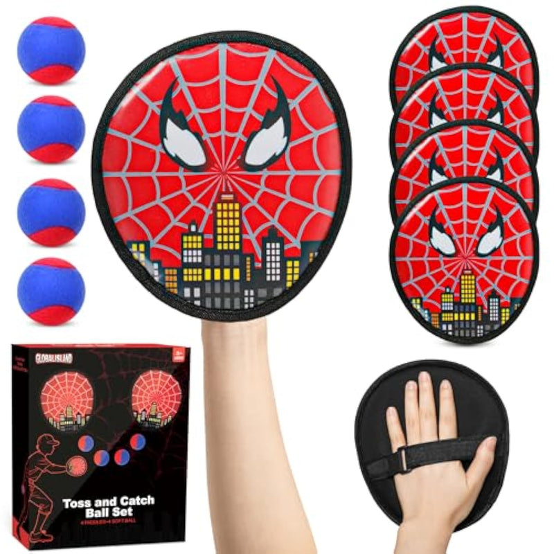Toss And Catch Ball Game For Kids, 4 Pcs Beach Outdoor Toys Set, Toddler Baseball Glove & Catch Ball Toy For Yard Beach Camping Birthday For 3 4 5 6 7 8-12 Year Old Boys Girls