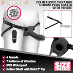 2" Erection 28X Realistic Vibrating Premium Silicone Penis Sheath With Remote For Men & Couples. Rechargeable And Waterproof, Fully Adjustable Penis Sheath, 2 Pieces - Black