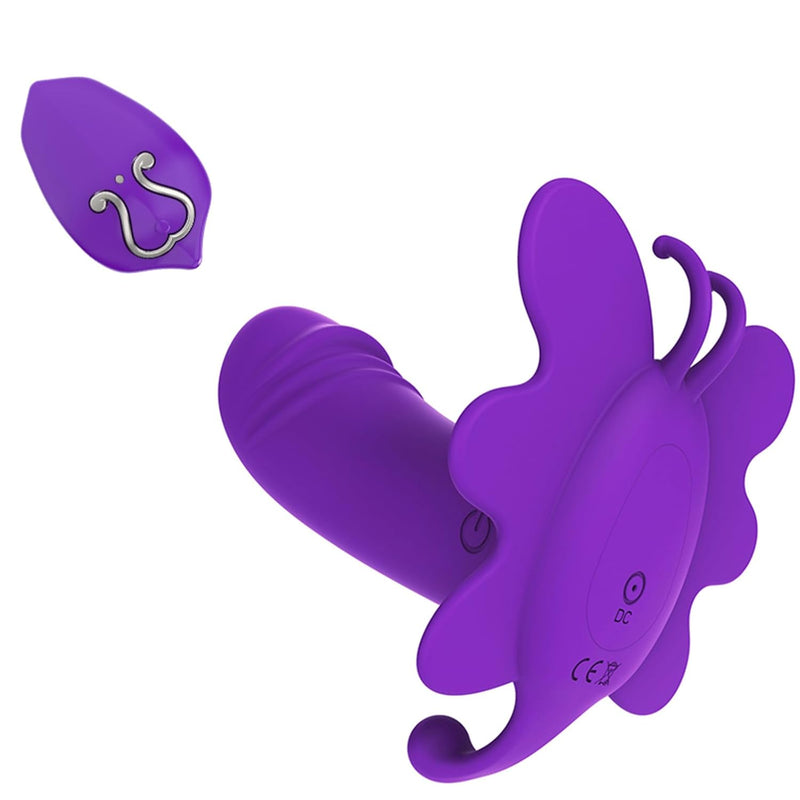 Soft Silicone Butterfly Wearable Vibrator, Rechargeable Panty Vibrator Clitoral Vibrator With 10 Vibration Modes Adult Sex Toy For Women - Purple