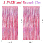 2 Pack Glitter Pink Fringe Curtains, 3.28 x 7.05 FT Party & Photo Backdrop Decorations