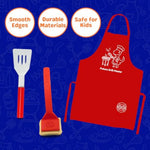Kids Bbq Grill Toy Set - Includes Brush, Spatula, & Apron - Realistic Pretend Play Bbq Tools For Boys & Girls - Fun Role Play Toy For Little Chefs & Grill Masters