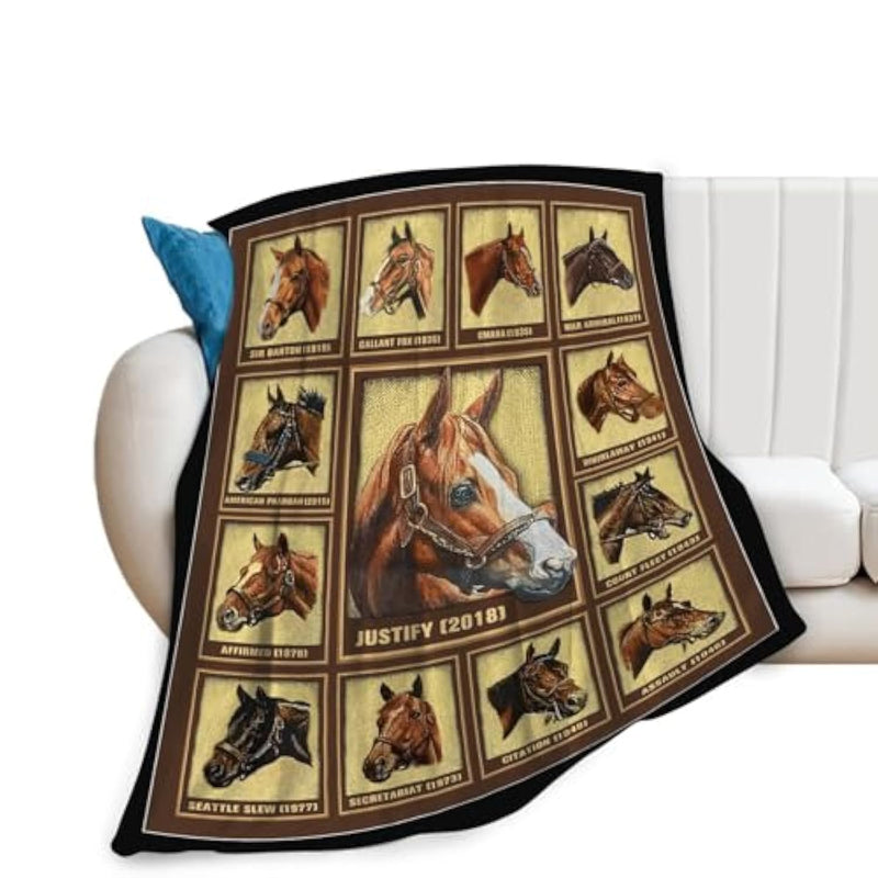 Racing Horses Throw Blanket Horse Gifts For Girls Boys Women Men Kids Adults Soft Flannel Fleece Blanket For Couch Sofa ?Bed Home Decor 40"X50"