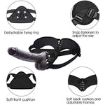 Strap-On Dildo Realistic Silicone Dildo With Wearable Sex Harness For Couple Pegging Women Lesbian Sex Fun, 7.6'' (Black)