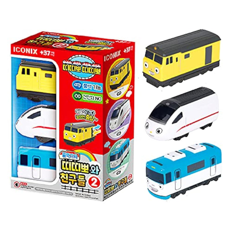 Pull Back Car Train Toy - Titipo And Friends 3 Vehicles Set Christmas Birthday Gifts For Kids And Toddlers Boys And Girls 3 Years And Up (No. 2 Loco, Eric, Xingxing)