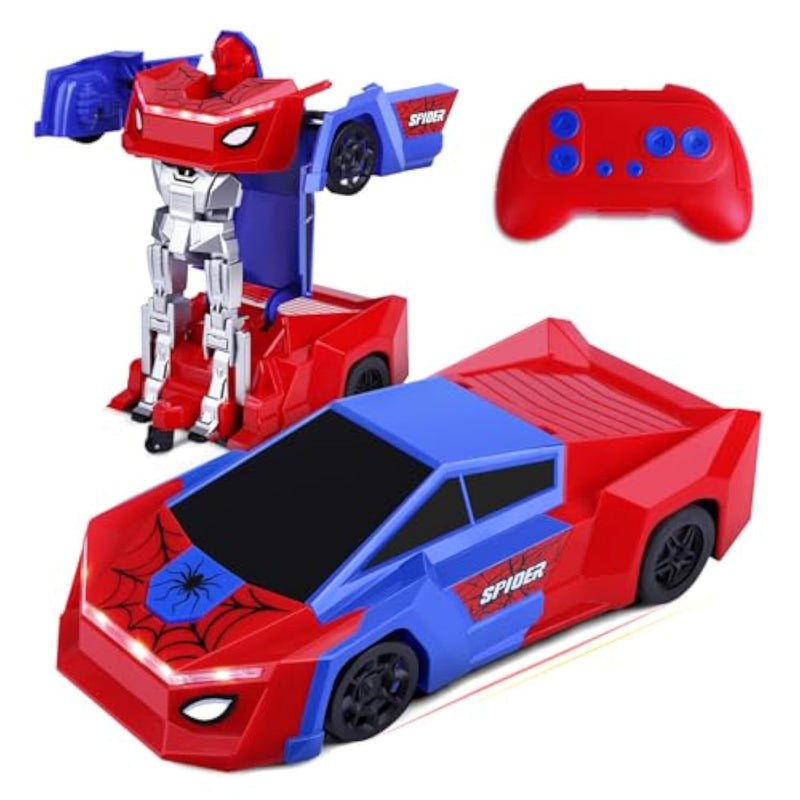 Remote Control Transformer Car With One-Button Deformation And 360° Rotation, Transform Robot Rc Car For Kids 4-12 Years Old?Red?