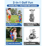 Toddler Golf Set For Boys Girls Age 3 4 5 6, Exclusive Foot-Pedal Design Auto-Reloads Balls, Upgraded Kids Golf Cart With 3 Clubs & 8 Balls, Indoor And Outdoor Golf Toys Birthday Gift