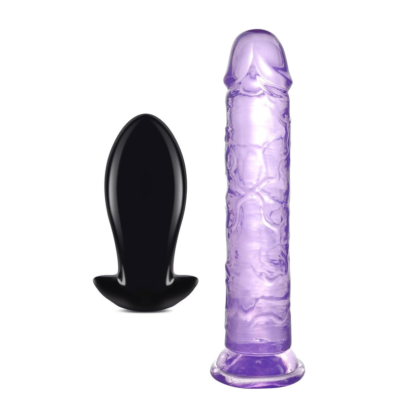 Big Butt Plug Trainer (Black L) + 12.6 Inch Huge Realistic Dildo