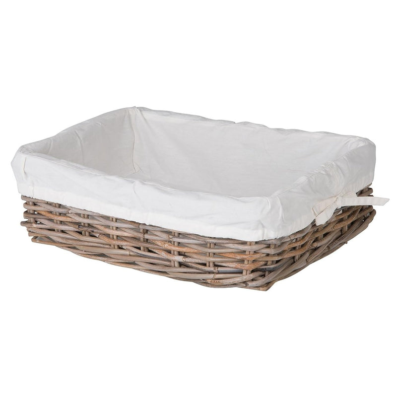 Kobo Rattan Shelf Removable Liner, Gray, Medium Size Decorative Storage Basket